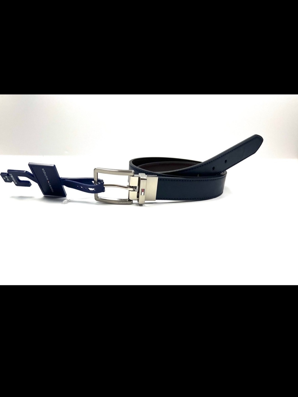 Tommy Hilfiger Blue Belt Men's Size M 34-36 Synthetic Leather Reversible